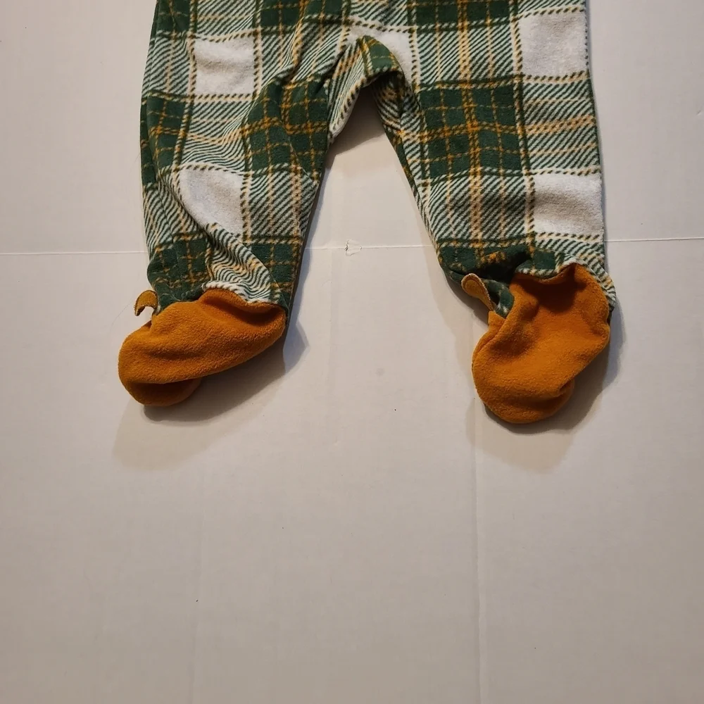 Carters Plaid Green/White Kids 1 Piece Reindeer Footie NWT 6 Months 2 Way Zipper